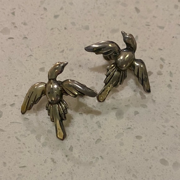 Vintage sterling silver screw on bird earrings - Picture 5 of 6